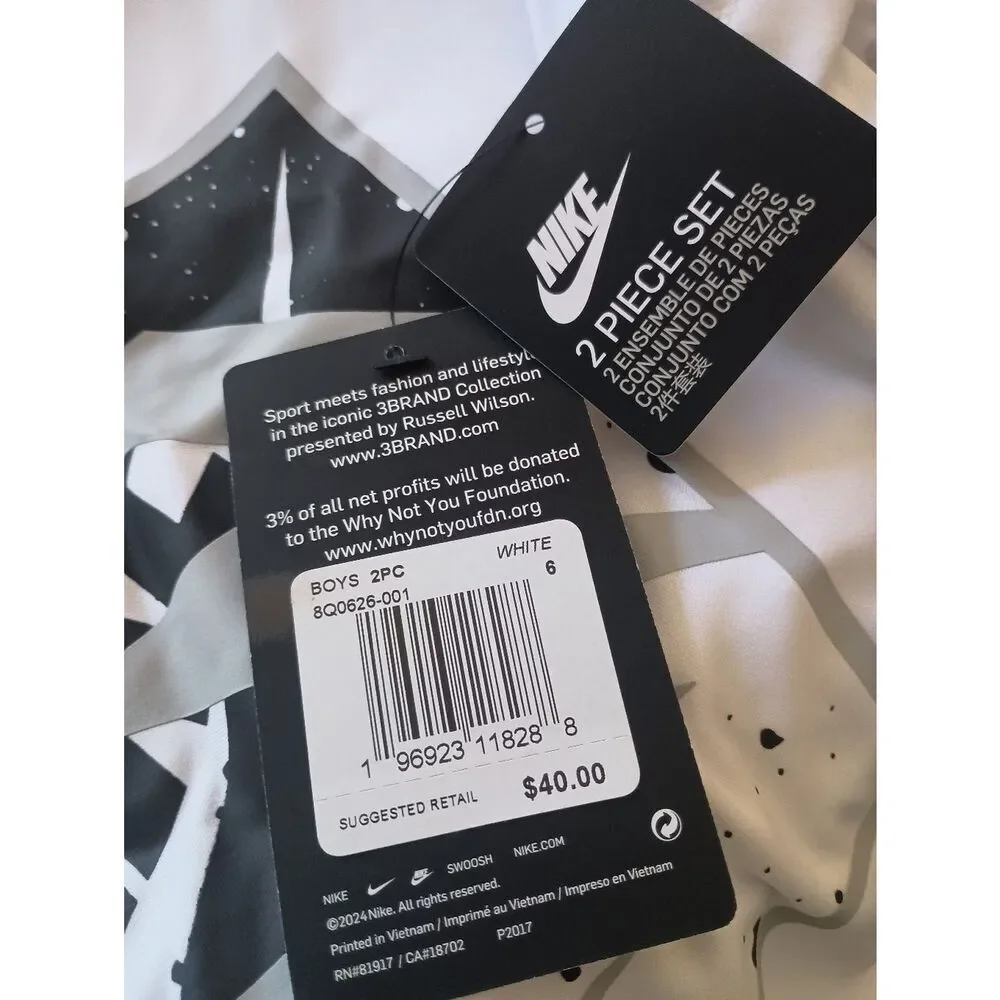 Nike Boys Russell Wilson Short Set Black/White Multiple Sizes BRAND NEW + TAGS